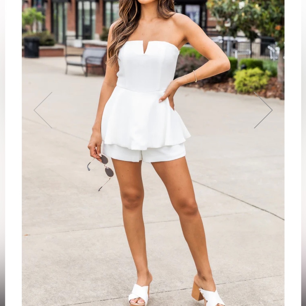 Pink Lily white romper